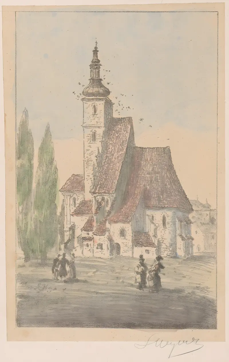 Ruins of a church in an oil on canvas by Leon Wyczółkowski