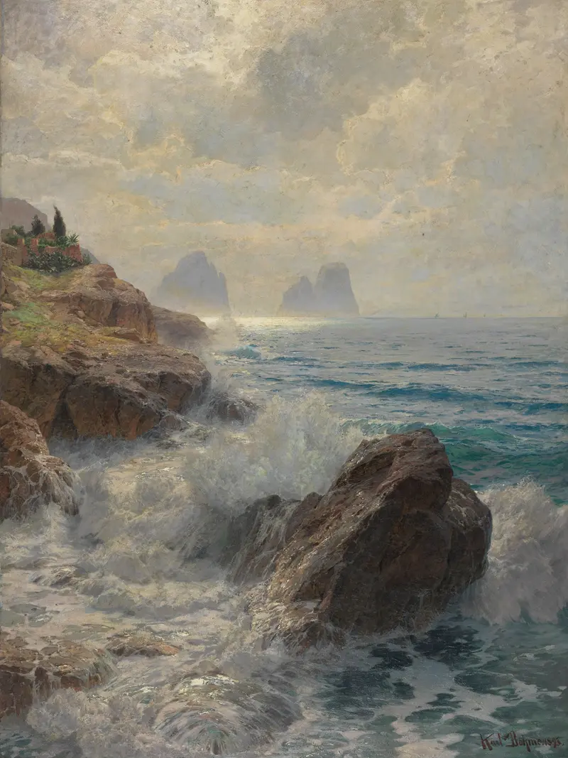 Seascape at dawn, oil on canvas by Karl Theodor Boehme