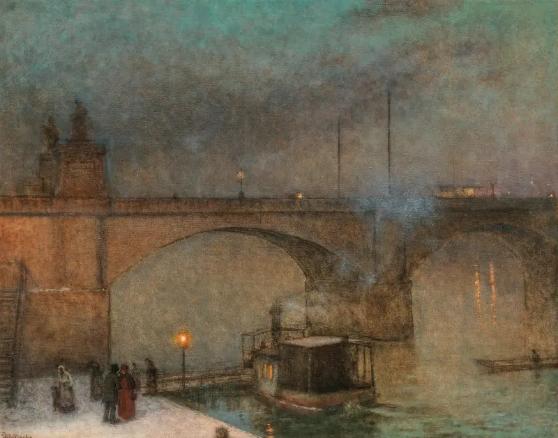 Steamboat on the River Vltava at twilight by Jakub Schikaneder, medium unknown