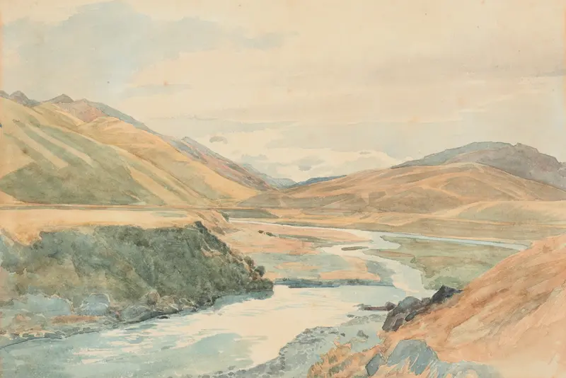 River Clarence by James Crowe Richmond, oil painting depicting a serene river landscape with reflections.