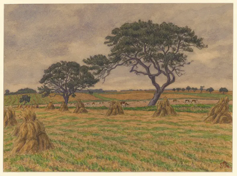 Tôtes lithograph by Henri Rivière depicting serene nature and rolling hills