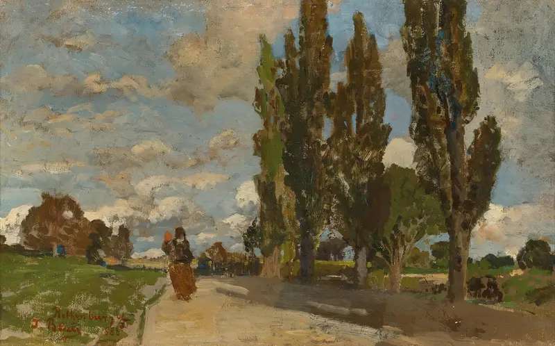 Landscape of A Street in Rothenburg by Tina Blau, oil on canvas