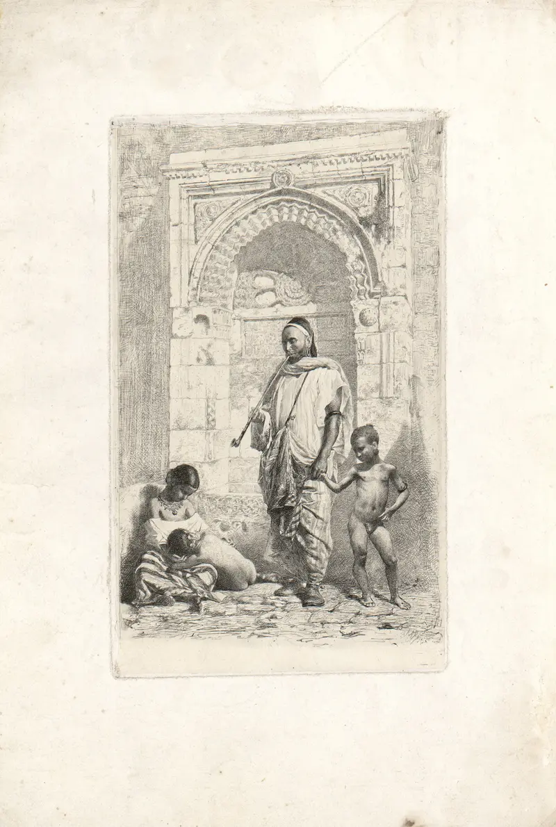 A depiction of a Moroccan family by Mariano Fortuny Marsal.