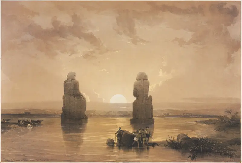 Statues of Memnon at Thebes, oil on canvas by David Roberts
