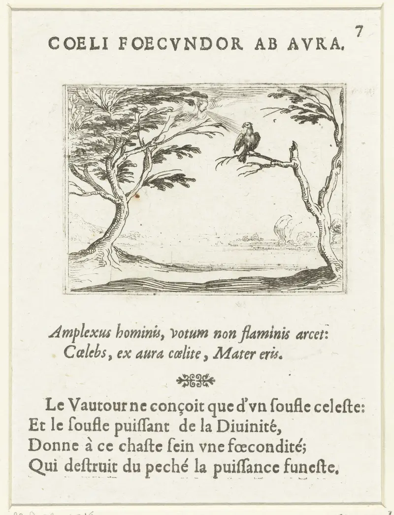 Gier in de wind etching by Jacques Callot depicting a figure in a gusting wind