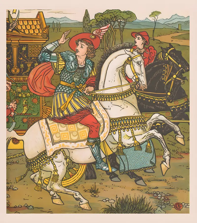 Walter Crane's 'Beauty and the Beast Pl. 15' features a vibrant depiction of the classic fairy tale.