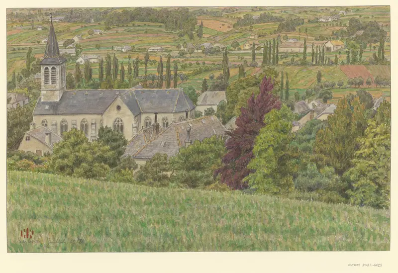 Barberaz 2 lithograph by Henri Rivière depicting mountains and tranquil water at dusk