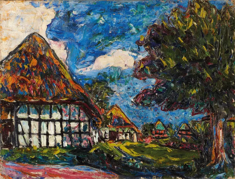 Fehmarn Houses by Ernst Ludwig Kirchner, 1908, architecture, vibrant colors