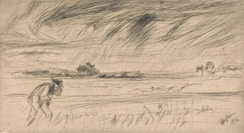 A dramatic seascape depicting a stormy ocean.