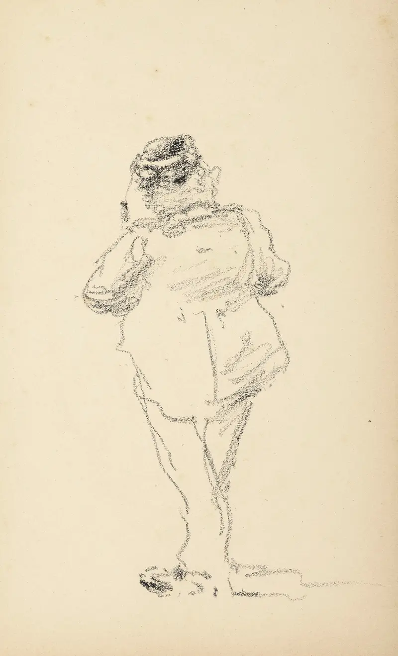A man in a toque viewed from behind, painted by Henri de Toulouse-Lautrec.