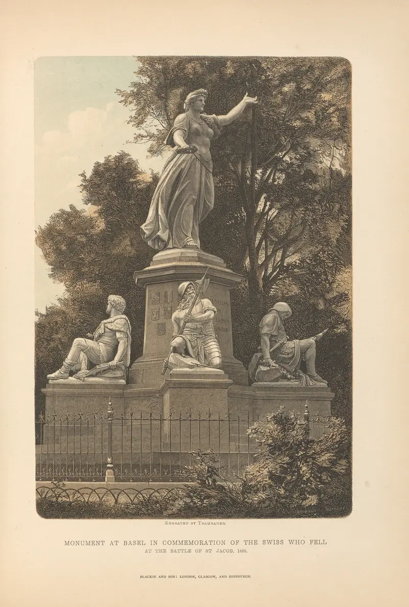 Monument at Basel by Theodor Gsell Fels, oil painting