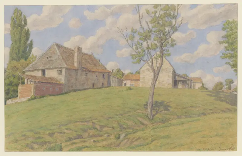 Watercolor by Henri Rivière depicting a tranquil landscape with water reflections.