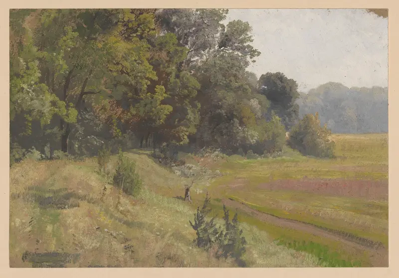 Landscape of a meadow in the Oder valley by Adolf Dressler, oil painting.