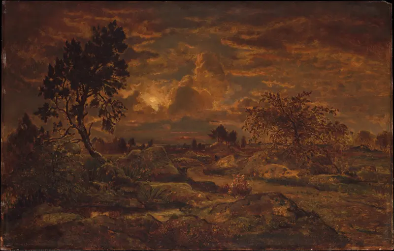 Sunset near Arbonne, oil on canvas by Théodore Rousseau