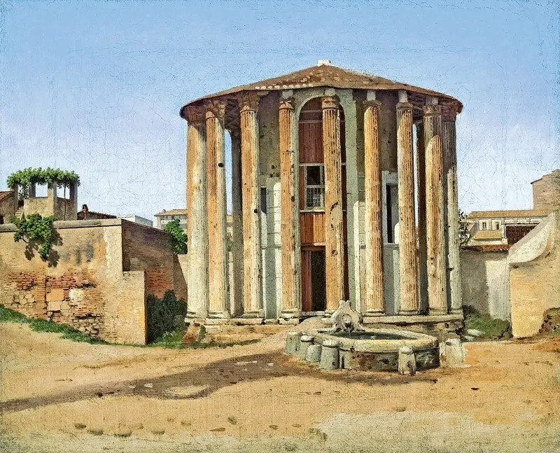 Vesta Temple in Rome by Christoffer Wilhelm Eckersberg, oil on canvas