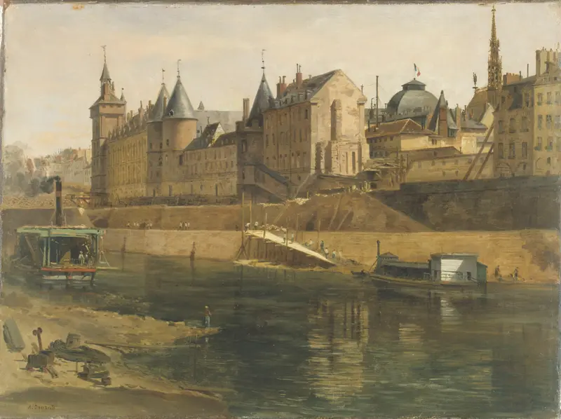 La Conciergerie pendant les travaux de reconstruction du Palais de Justice, oil on canvas by Adrien Dauzats