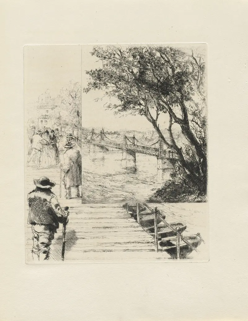 Engraving by Auguste Brouet depicting a poignant portrait with emotional depth