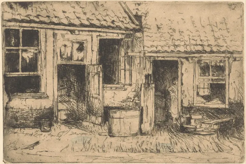 Landscape of a farmhouse in the countryside, oil painting by Willem Adrianus Grondhout