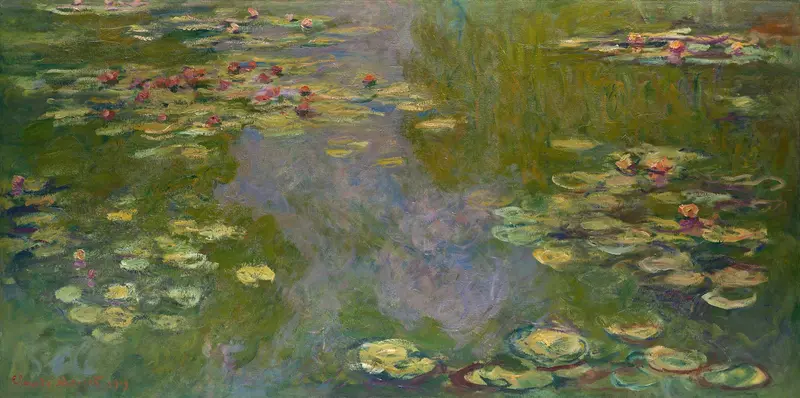 Claude Monet's 'Water Lilies' captures the beauty of nature with vibrant colors and fluid brushstrokes.