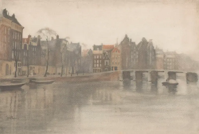 Landscape of De Oude Waal te Amsterdam by Willem Witsen, oil on canvas