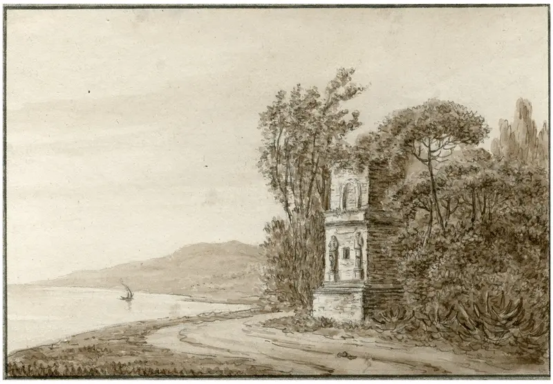 Ancient monument surrounded by nature by Otto Howen, unknown medium