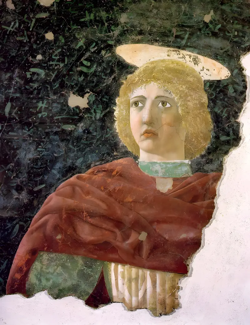 Saint Julian the Hospitaller by Piero Della Francesca, depicting the moment of realization of his tragic fate.