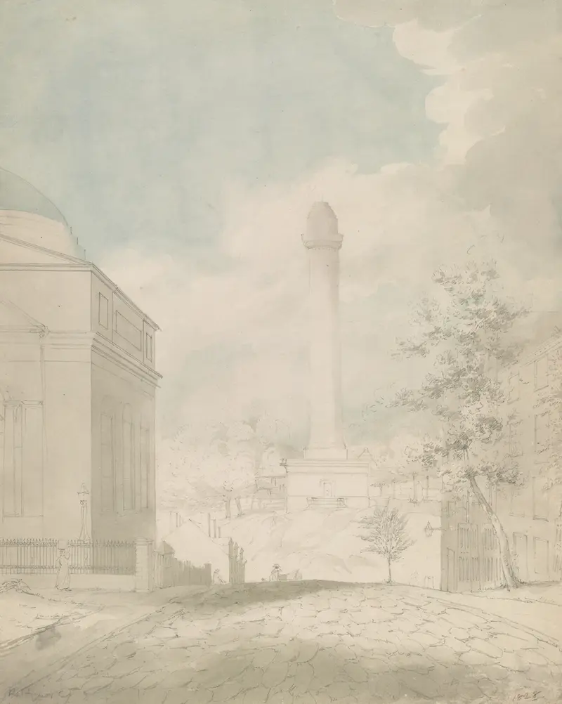 Washington Monument in Baltimore, Maryland, oil on canvas by John Rubens Smith