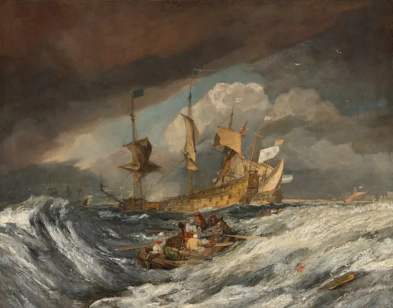 Boats Carrying Out Anchors to the Dutch Men of War by Joseph Mallord William Turner, oil painting