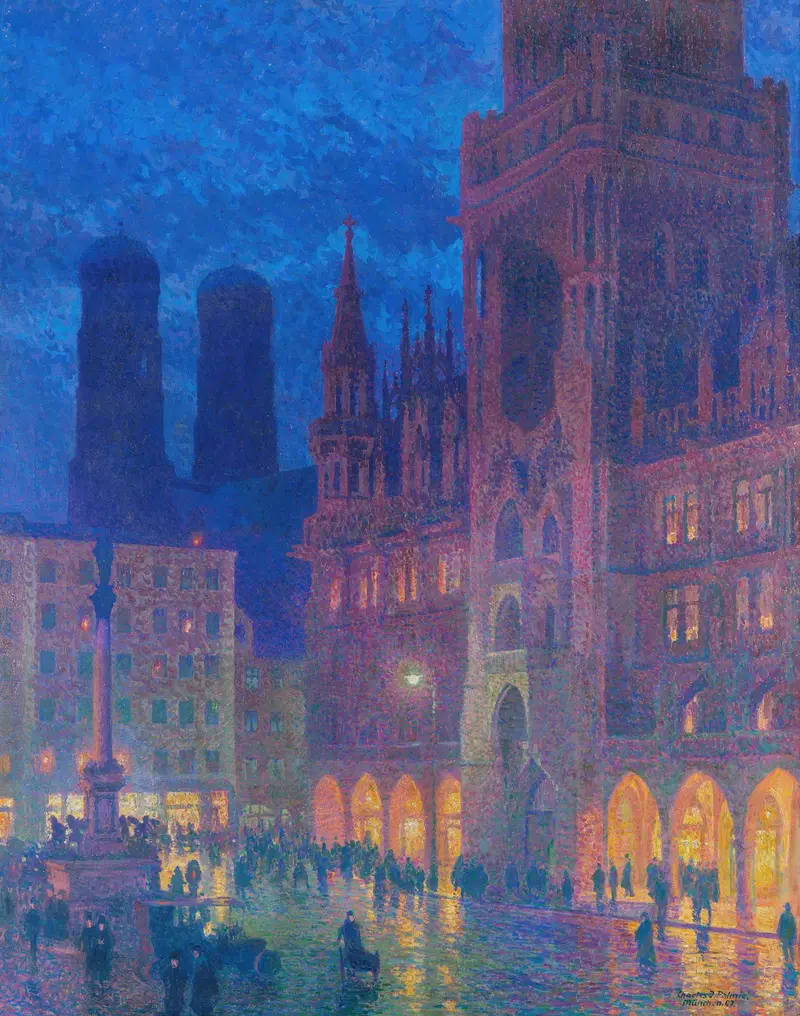 München, Marienplatz by Charles Johann Palmié, depicting architecture in 1907
