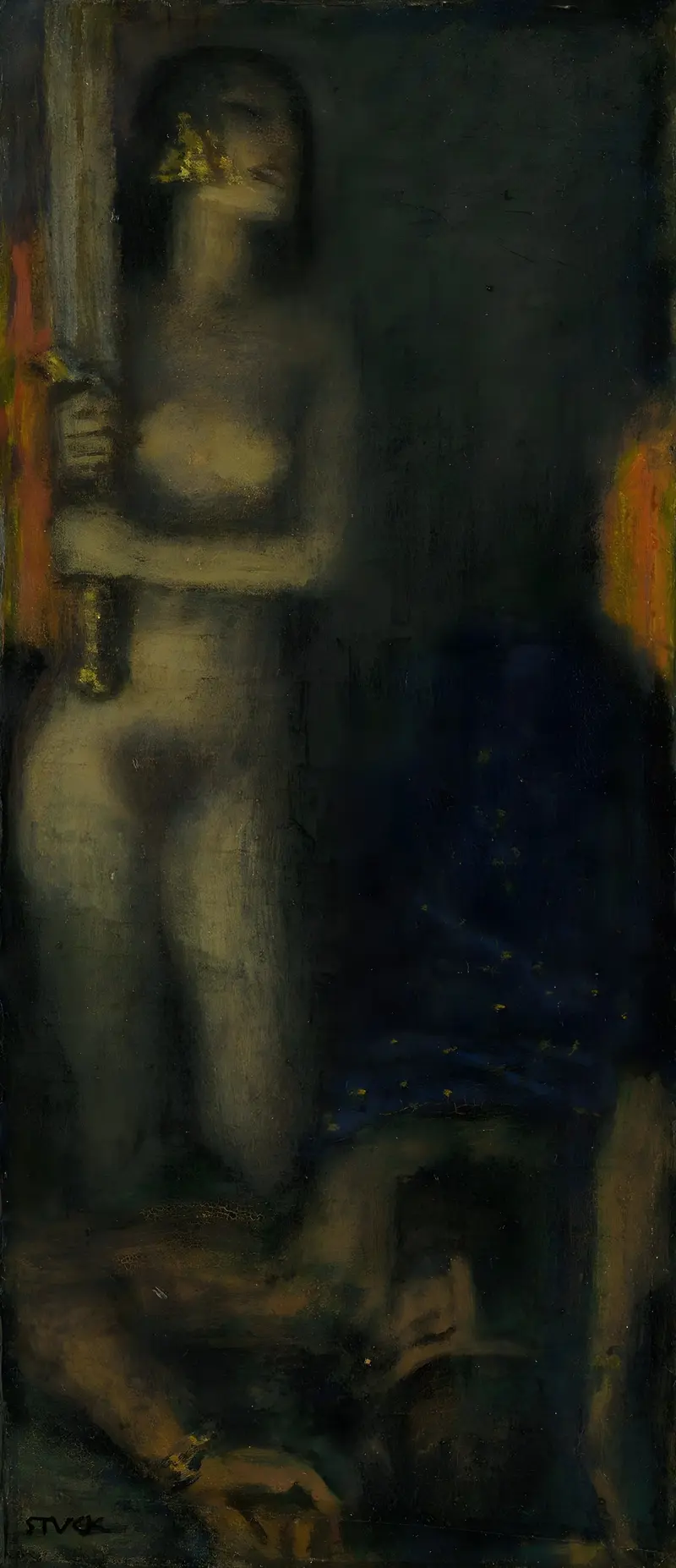 Franz von Stuck's study of Judith and Holofernes captures a dramatic moment in a striking style.