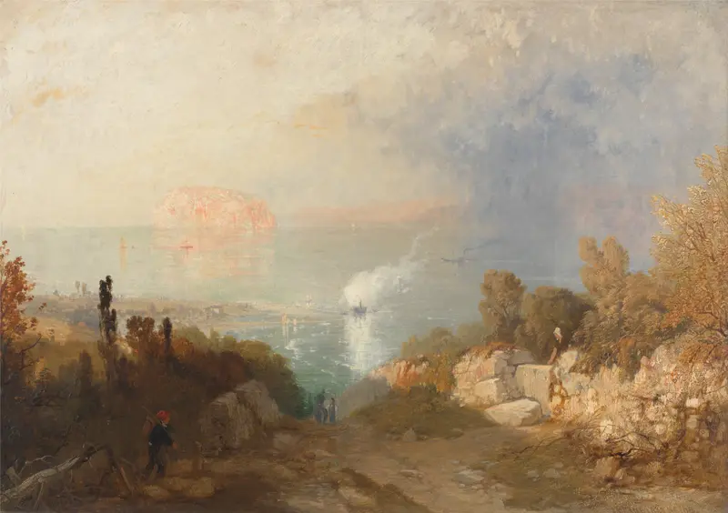 Marine scene depicting The Entrance to the Menai Straits by James Baker Pyne, unknown medium