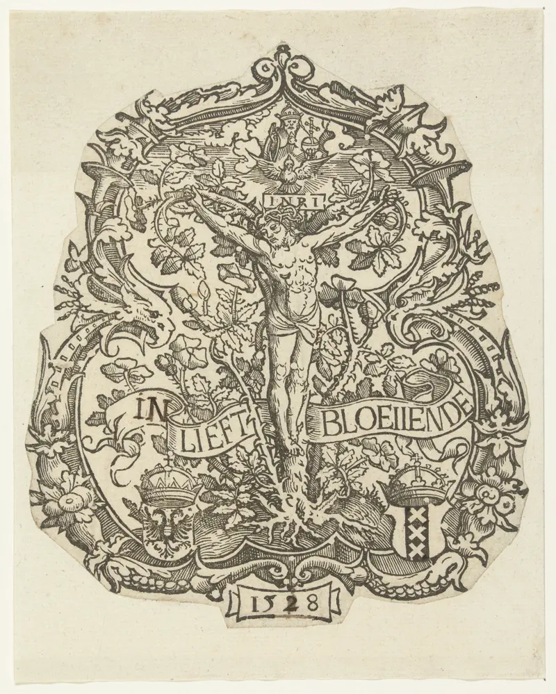Emblem of Amsterdam rederijkerskamer 'De Egelantier', paper by Jacob Cornelisz van Oostsanen