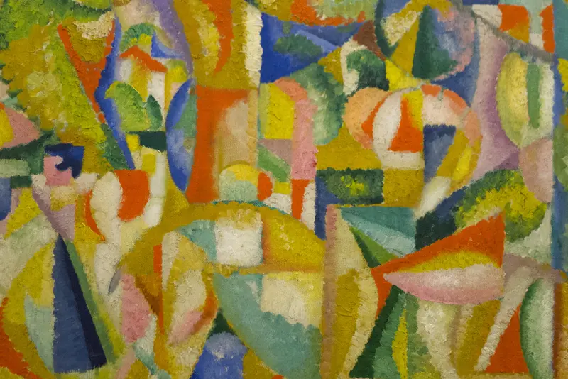 A vibrant painting depicting horse riders by Amadeo de Souza-Cardoso.