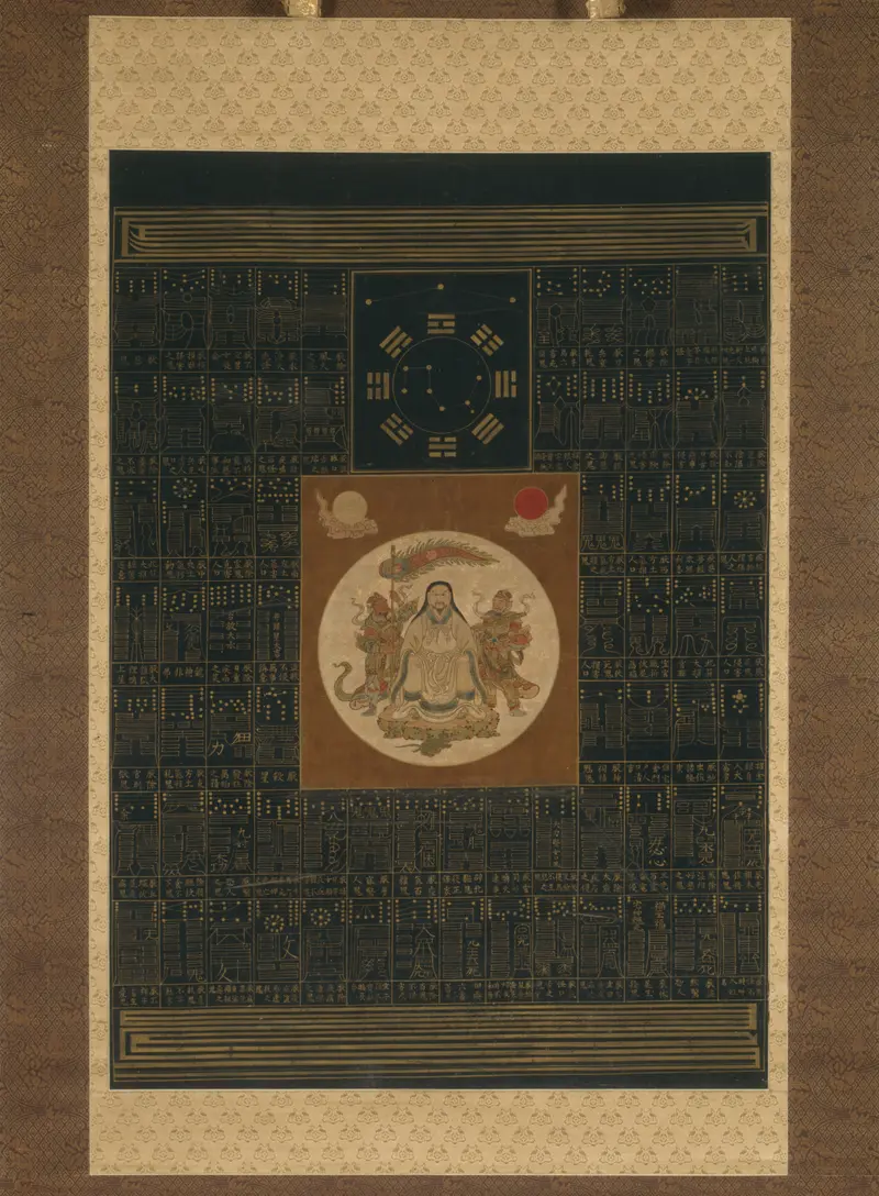 Zhenwu with the Eight Trigrams, gold medium, unknown artist