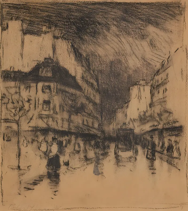 A vibrant depiction of a Paris street scene by Robert Henri.