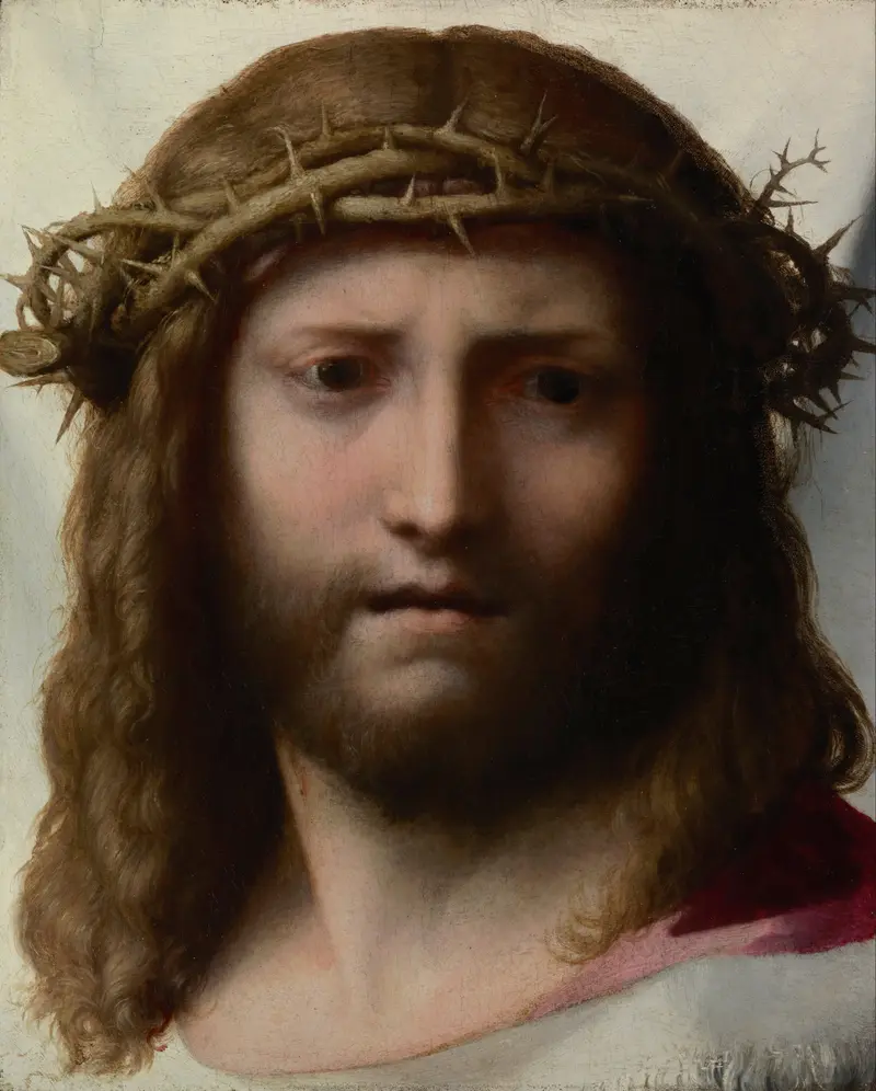 Head of Christ by Correggio, depicting a contemplative Christ with soft modeling and gentle light.