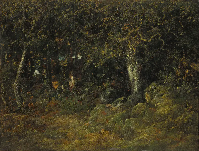 Landscape with an oak tree by Théodore Rousseau, oil painting