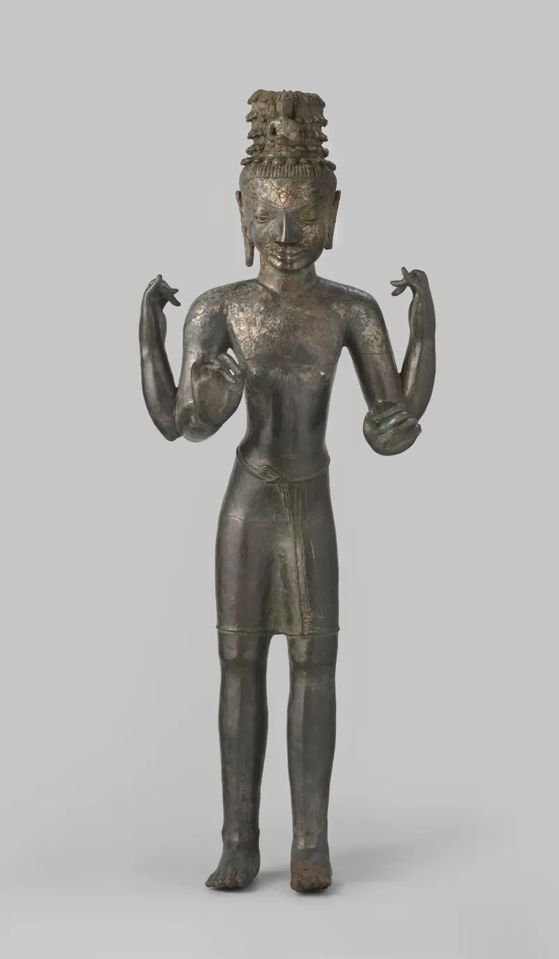 Avalokiteshvara bronze statue by Unknown Artist with Buddha Amitabha in the hairstyle.