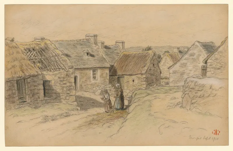 Morgat lithograph by Henri Rivière depicting waves and cliffs