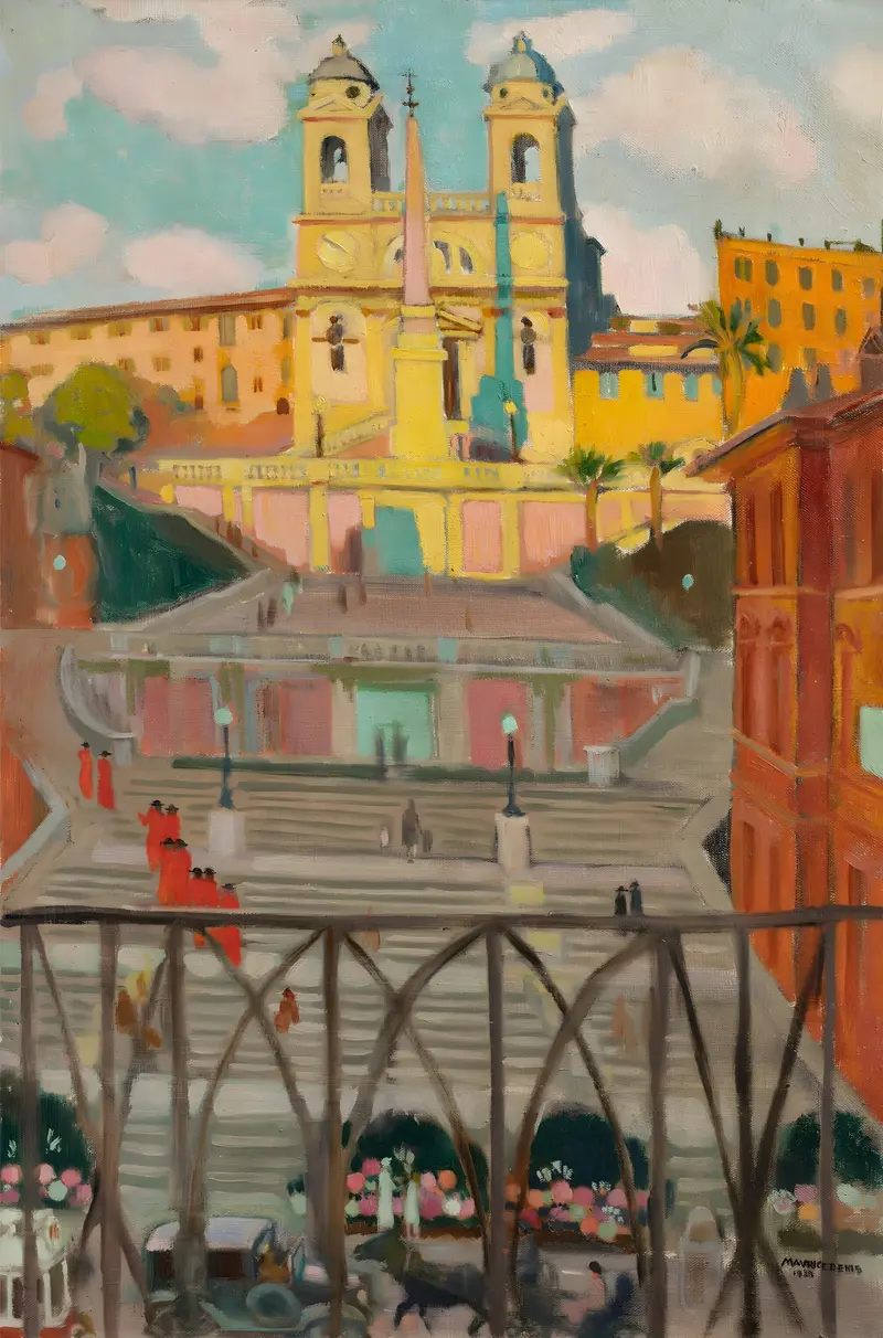 L’Escalier d’Espagne et la Trinité-des-Monts, le soir, oil on canvas by Maurice Denis