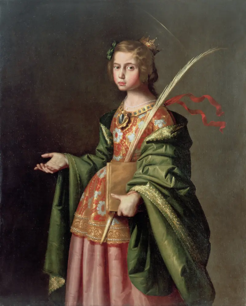 Saint Elizabeth of Thuringia by Francisco de Zurbarán depicts the saint in a serene moment of devotion.