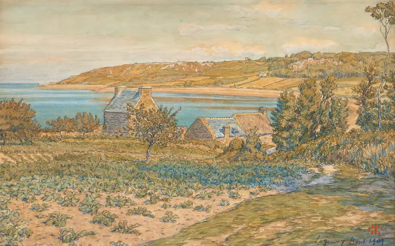 Paysage à Loguivy by Henri Rivière, watercolor on paper depicting a tranquil landscape.
