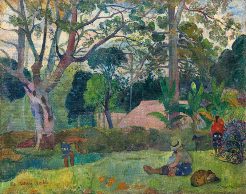 Te raau rahi (The Big Tree) by Paul Gauguin, oil painting of a large tree in a tropical landscape.