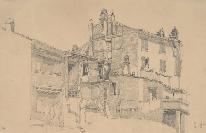 Houses on the Tiber by Francis Seymour Haden, oil painting