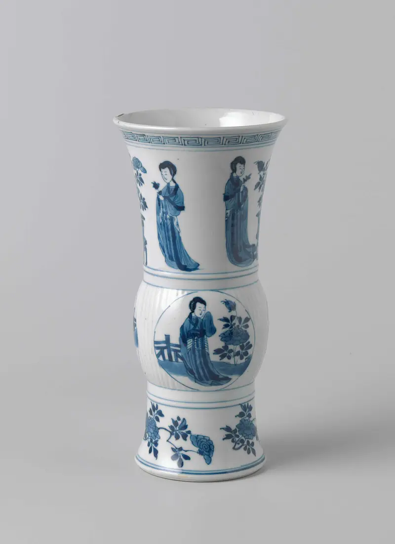 Rococo decorative art featuring a beaker vase with women and flower sprays by Unknown Artist