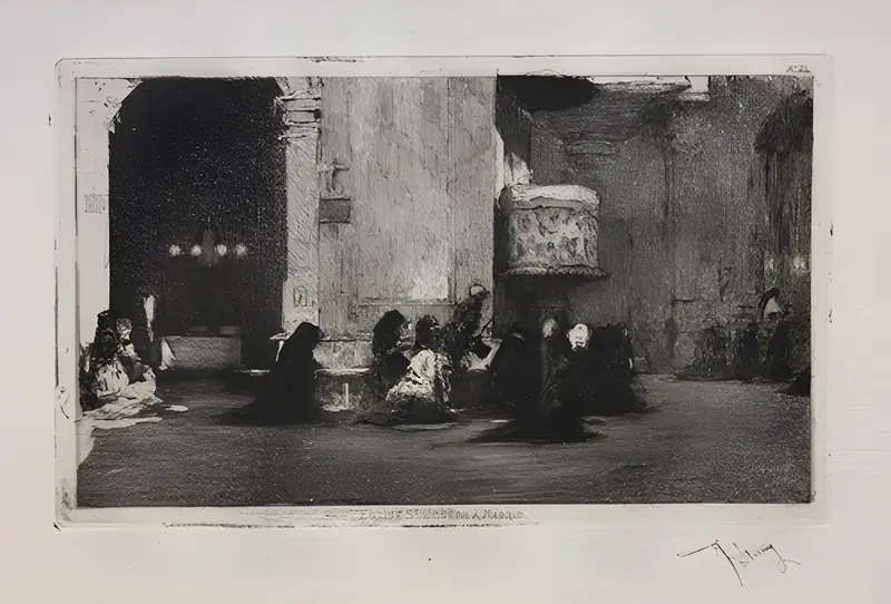 A painting depicting the Saint Joseph Church in Madrid by Mariano Fortuny Marsal.