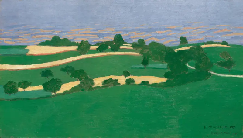 Corn Fields by Félix Vallotton, oil on canvas depicting golden stalks in a serene landscape.
