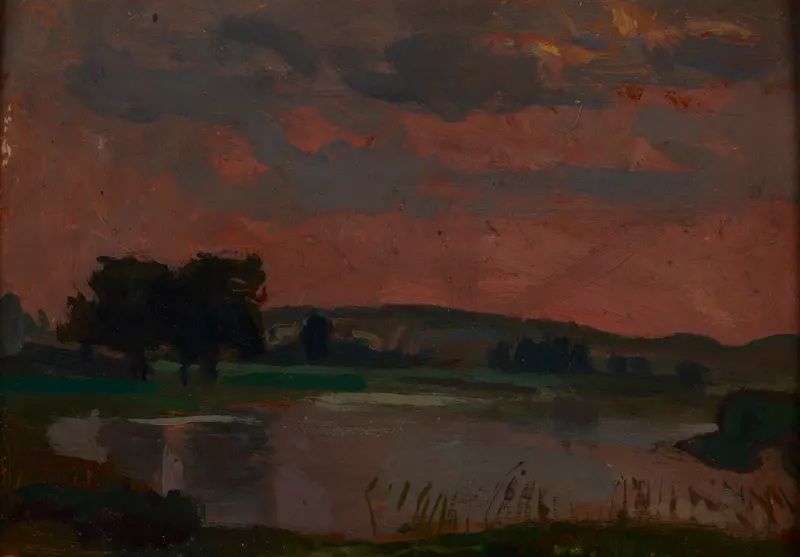 The Vistula in the Twilight, oil on canvas by Jan Stanisławski, depicting a tranquil river at twilight.