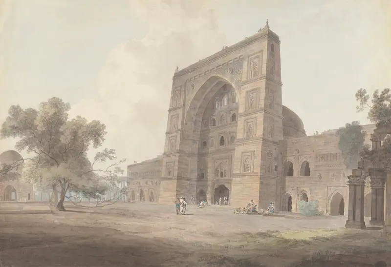 Main Entrance of the Jami Mosque, Jaunpur by William Daniell, depicting ornate architecture