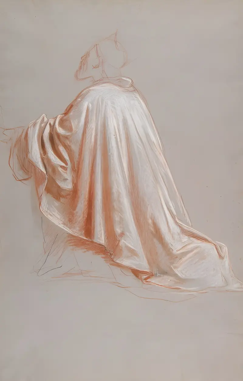 Drapery Study for a Bishop by Isidore Pils showcases intricate fabric folds.